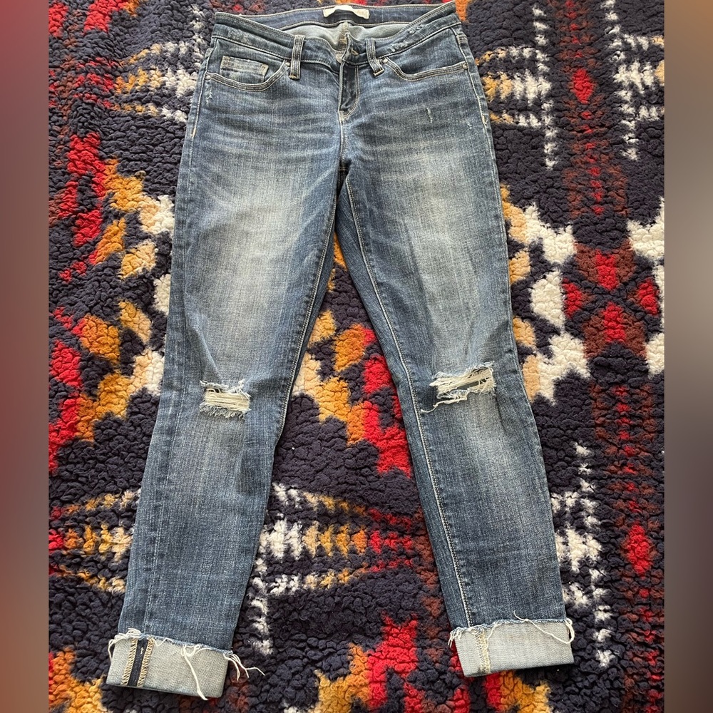 Daytrip Refined Distressed Lynx Ankle Skinny Stretch Blue Denim Jeans